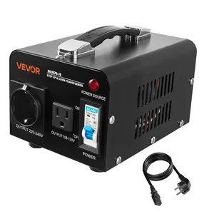 VEVOR Voltage Converter Transformer,  500VA, Heavy Duty Step Up/Down Power Transformer, Convert from 110V to 220V and 220V to 110V, with US Outlet, EU Outlet, Power Cord, Circuit Breaker Protection