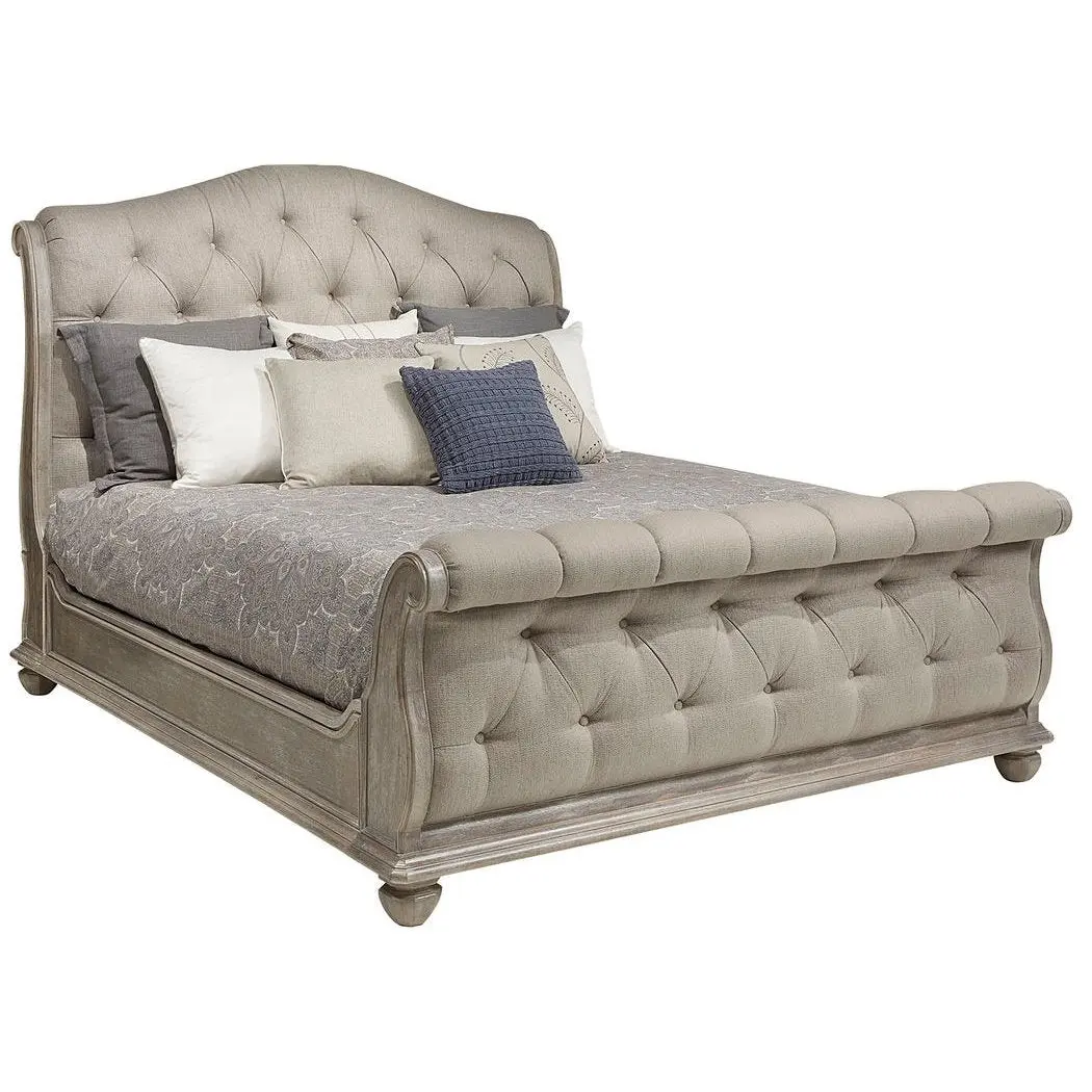 A.R.T. Furniture Summer Creek Shoals Queen Upholstered Tufted Sleigh Bed In Gray 251125-1303