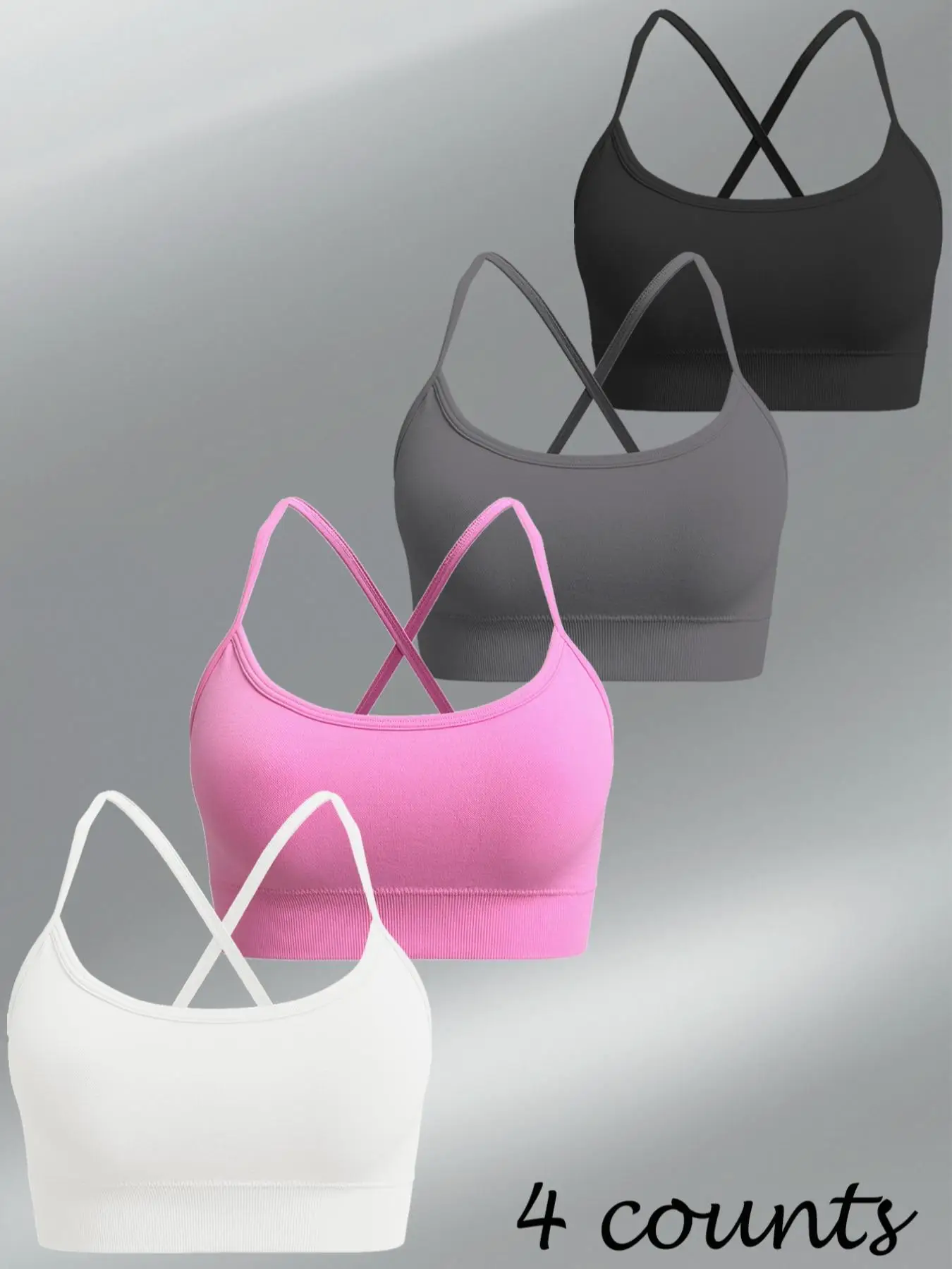 Women's Solid Color Criss Cross Sports Bra, High Stretch Comfortable Breathable  Wireless Backless Sports Bra,  Sports Lingerie Top for Indoor Outdoor