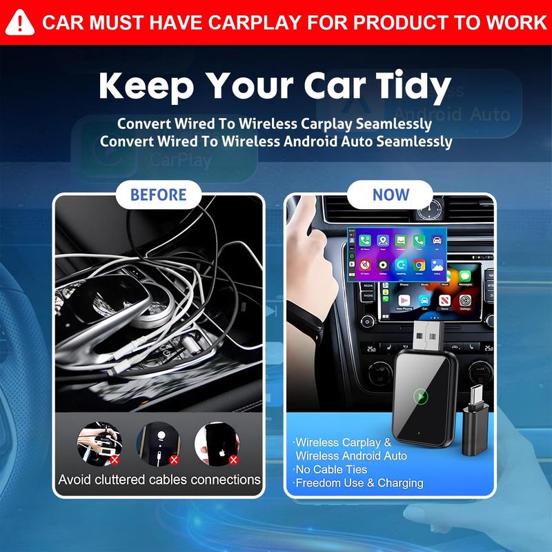 2026 wirelesscarplay box car Internet for Apple Android mobile phone wired to wireless conversion multi-functional box car play conversion box car wireless two in one carplay adapter bluetooth car adapter wireless carplay adapter auto gadget