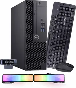 Dell OptiPlex 3060 Desktop | Intel i5 8th Gen | 16GB RAM | 500GB SSD | Win 11 Pro | Wireless Keyboard + Mouse | RGB Soundbar | 2K Webcam | Home & Office PC (Renewed)