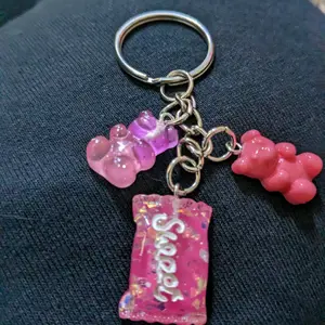 Pink Gummy Bear Candy keychain