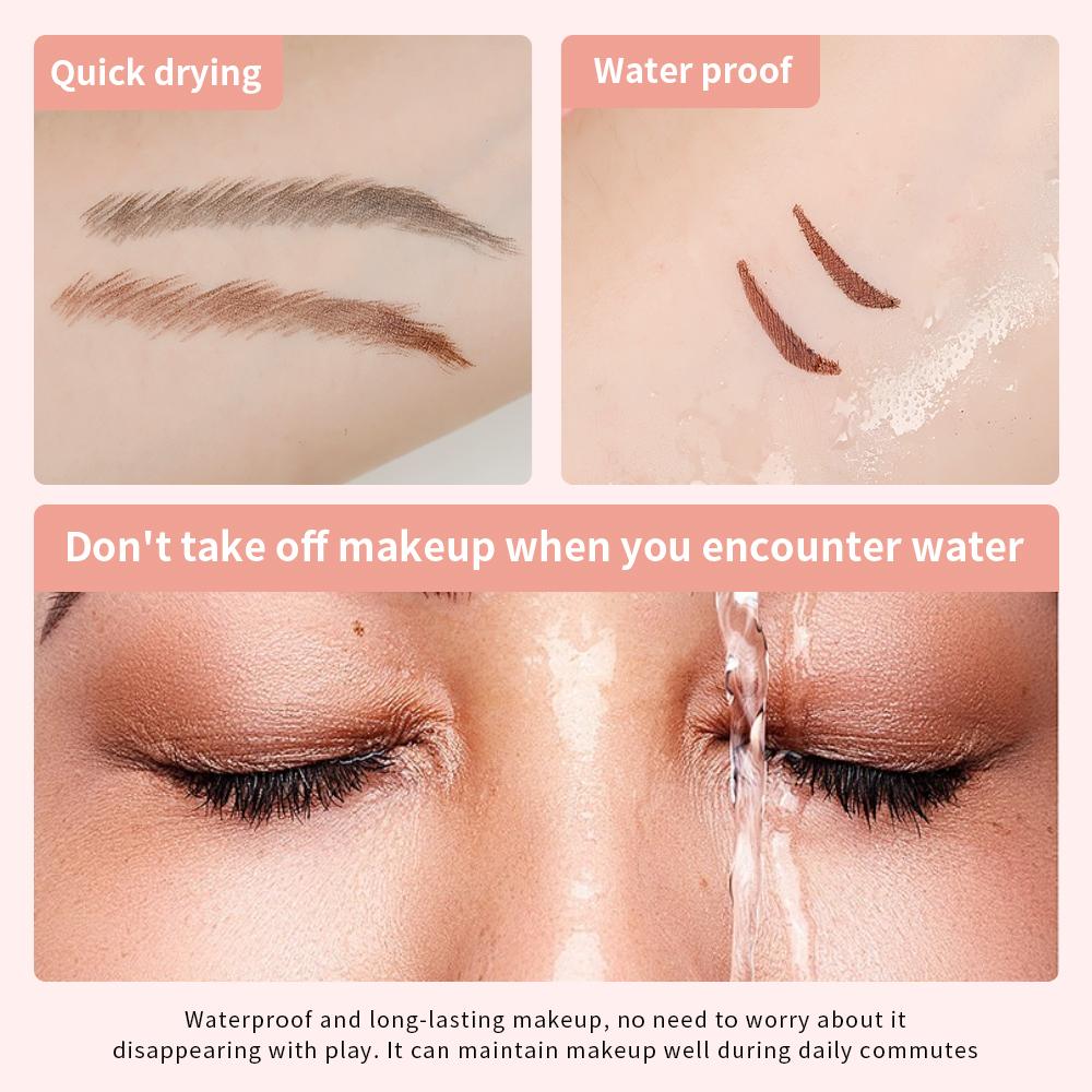 2-in-1 Rotating Winged Eyeliner Stamp Pen, Waterproof Quick Dry Longwear Eye Liner, Black & Light Brown Dual-Head Precise Makeup Lip Liner