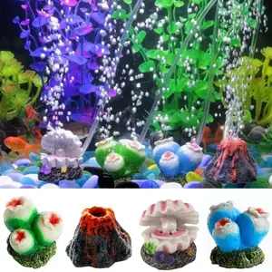 Small Aquarium Decor with Air Stone, Oxygen-Enhancing Volcano Design, Healthy Habitat Decoration for All Fish Tanks, Aquarium Accessories