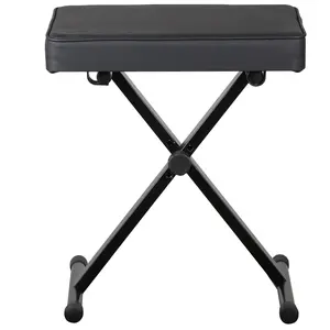 SUPERDEAL Adjustable Keyboard Bench Padded Stool Seats X-Style Metal Frame Bench Black