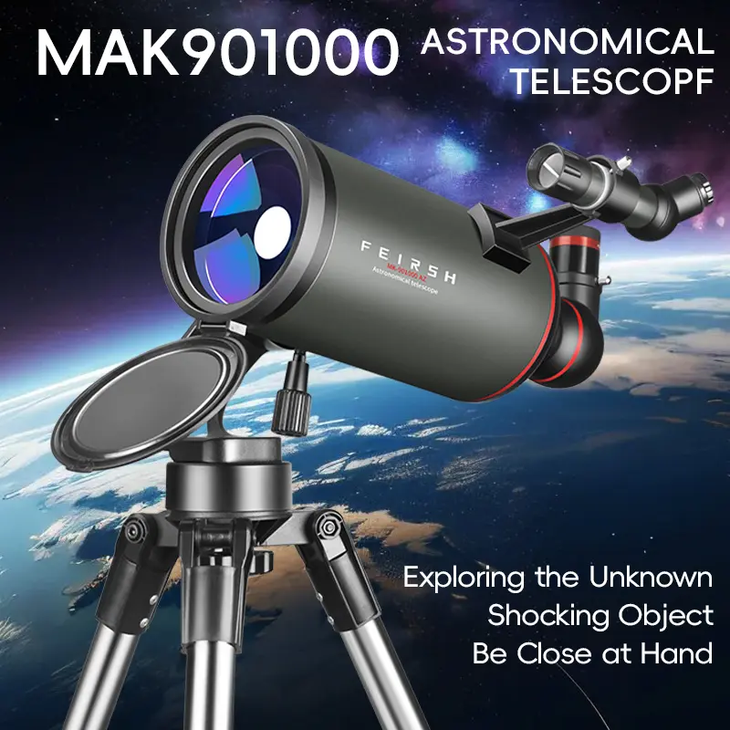 90mm Aperture 1000mm Focal Length HD Astronomical Telescope, FMC Coated Erect Image Telescope with Plossl Eyepiece, Stainless Steel Tripod & Phone Mount, Ideal for Celestial Viewing, Great Festival Gift