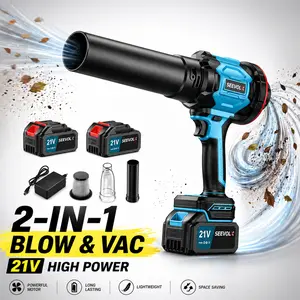 SEEVELOX  2-in-1 Cordless Leaf Blower and Vacuum - 21V Powerful Electric Blower/Vac with 3-Speed Modes, 2x 3000mAh Batteries for Lawn Garden Patio Car Cleaning, Lightweight Handheld Yard Tool