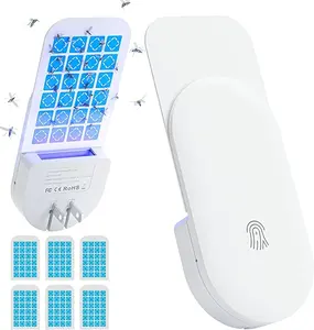 Flying Insect Trap, 2 in 1 Indoor Plug-in Fruit Fly Trap, 1 Trap White and 6 Glue Cards, Fruit Fly Traps for Gnat, Moth, Mosquito, Suitable for Every Part of The Home Cleaner