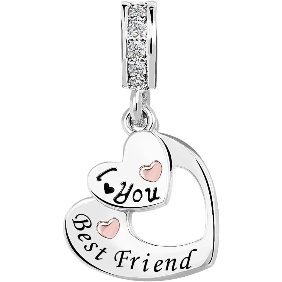 "I Love You Heart Dangle Charms - Compatible with Pandora Bracelets & Necklaces, Ideal for Christmas, Valentine, Engagement, Thanksgiving Gifting to Mom & Best Friend", Friends
