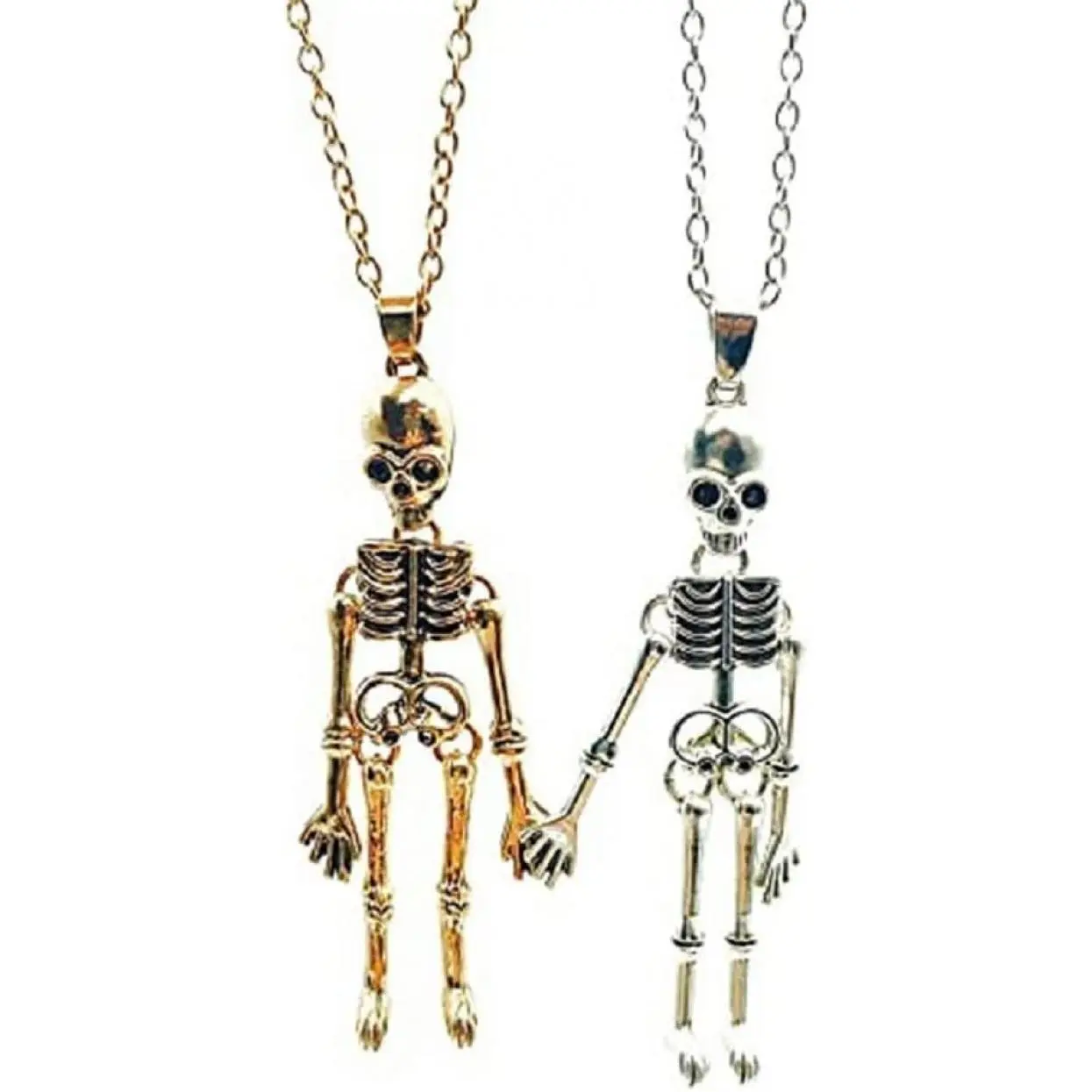 1 Pair Halloween Skeleton Skull Pendant Necklaces Set Ghost Head for Couple BFF ​Friendship Party Gothic Punk Hip Hop Festival Jewelry