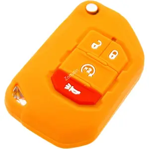 Orange Remote Key Fob Case Covers Protectors for Jeep Wrangler JL JLU Rubicon Wagoneer Gladiator Sahara 4xe JT Flip/Fold Control