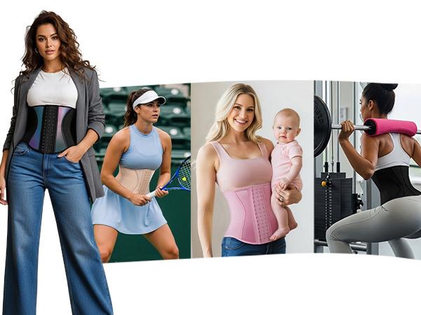 FeelinGirl Women's Tummy Control Waist Trainer Corset Reflective Comfortable Fabrics Adjustable Hooks Waist Cincher SpringStatements