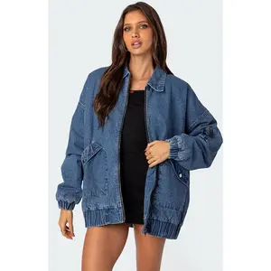 Edikted Women's Sophie Oversized Washed Denim Coat