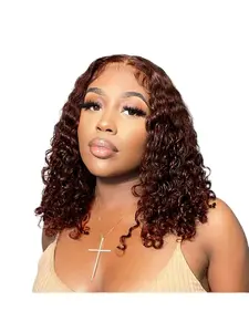 Curly Wig Lace Front Wig Short Bob Frontal Wigs Curly Hair 13x4 HD Lace Front Human Hair Wigs Brown color Preplucked With Baby Hair For Women 10Inch Kinky Curly Wig Glueless Curly Wig