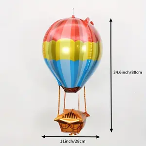 4-Pack Rainbow Hot Air Balloons, Striped Gradient Color Aluminum Foil Balloons, Filled with Helium and Float in the Air, Suitable for Decorating Various Joyful Occasions