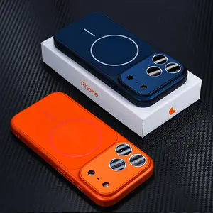 Luxury Instantly Transformed 17Pro Magnetic Wireless Charging Phone Case for iphone 16 17 Pro Max 17promax Cases Full Metal Camera Cover With Glass Lens Protector Matte Metallic Paint Hard PC Frame And Soft Silicone Back Cover Men Women