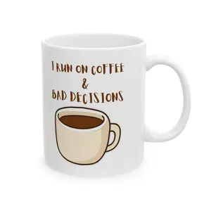 I run on coffee (right) Ceramic Mug, (11oz, 15oz)