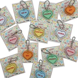 Brain Rot Sayings Set 1 Valentine's Day Classroom Pack Fidget Clicker Keychain Kit Set of 25- ~Bulk Handouts Conversation Heart Stress Relief Humor Sensory Experience Quirky Offbeat Phrases