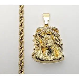 Plated Jesus 4mm Rope/Braided Chain Necklace