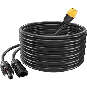 12AWG 10Ft Solar to XT60 Extension , Tool-Free Solar Connector to XT60H-F Adapter,Solar Panel  to LiFePO4  RV Portable Power Station Solar Generator(10FT, XT60)
