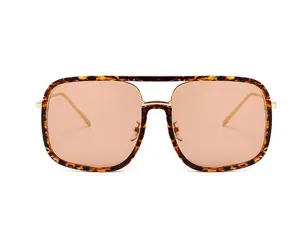 Oversized Square Aviator Sunglasses – Tortoise Frame, Gold Detailing & Brown Gradient Lenses – Retro Vintage UV Protection Shades for Men & Women Kilo