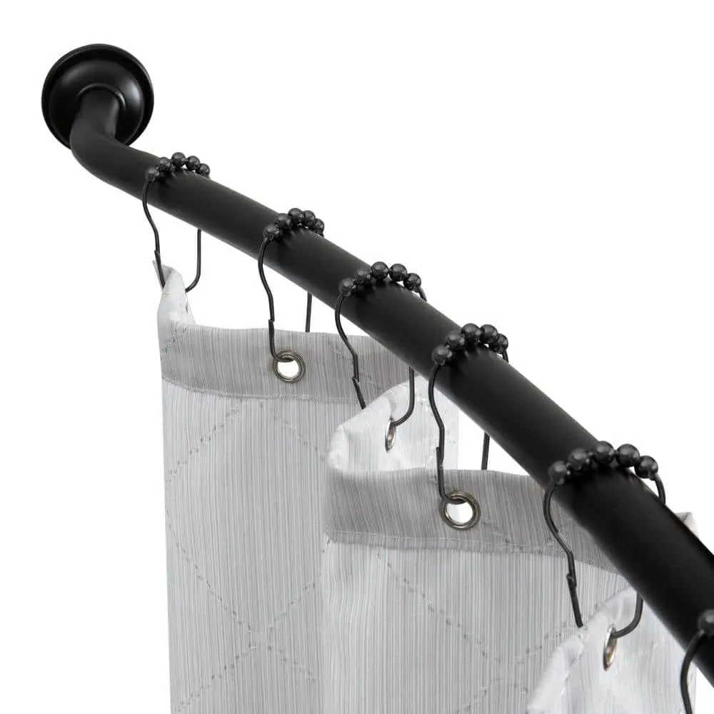 42 - 72 in. Curved Shower Rod in Matte Black - Versatile Design for Home and Bathroom Use