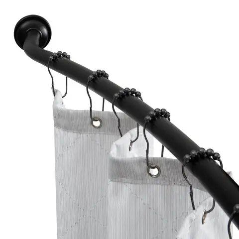 42 - 72 in. Curved Shower Rod in Matte Black - Versatile Design for Home and Bathroom Use