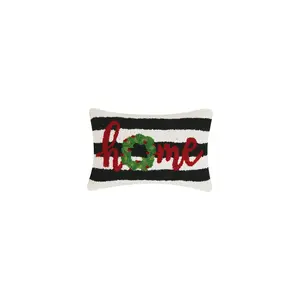 Black & White Holiday Home Hook Pillow