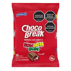 ChocoBreak Strawberry Filled Candy – 30 Individually Wrapped Pieces (150g / 5.29 oz) – Bon Bon Bum Strawberry Filling – Imported from Colombia