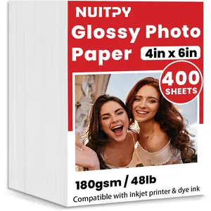 400 Sheets 180gsm Glossy Photo Paper 4in x 6in Inkjet Printer Paper, Suitable for Photos Calendars Brochures Cards Menus