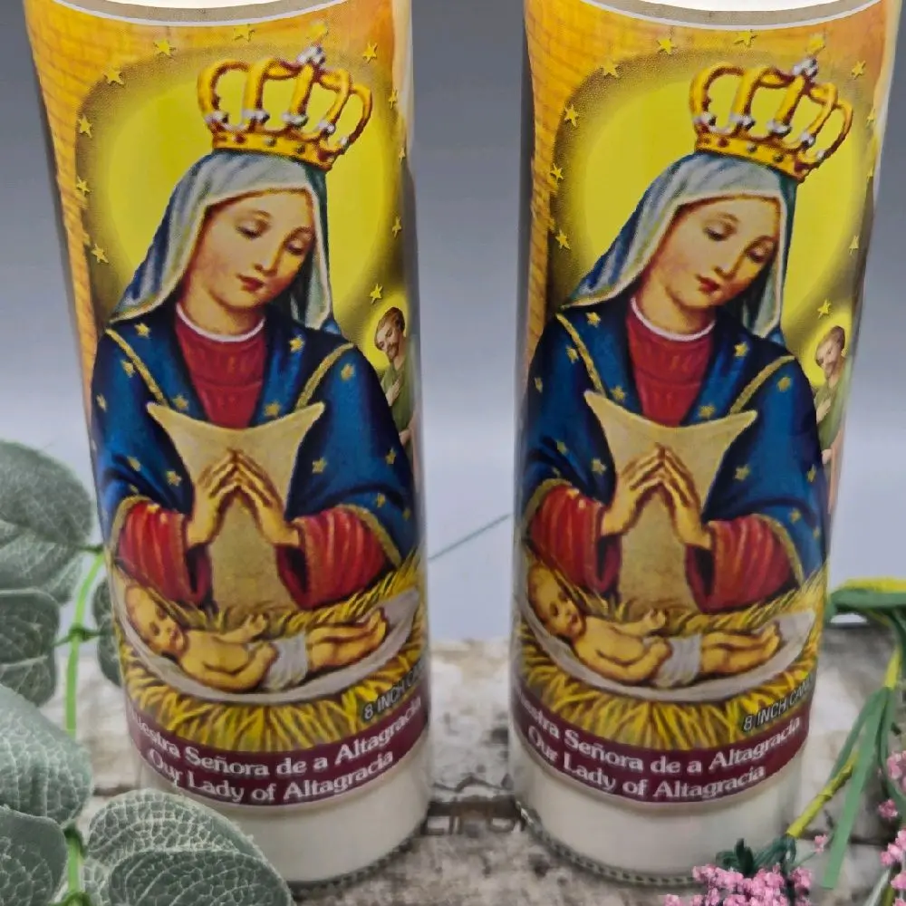 Nuestra Señora De Altagracia Velón Virgen Candle, 8x2 in Religious Devotional Candle