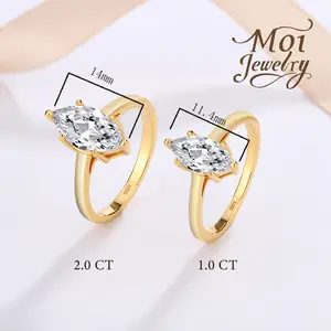 1-2CT Marquise-Cut Synthetic Moissanite Wedding Ring, s925 sterling silver 6-Prong Solitaire Moissanite Rings,Perfect gift and everyday wear