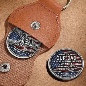 Father’s Day & Birthday Gift for Dad, Grandpa Personalized Dad Grandpa Pocket Hug Coin, Custom Fist Bump Coin 250th Anniversary USA Independence Day Semiquincentennial Gift for Husband