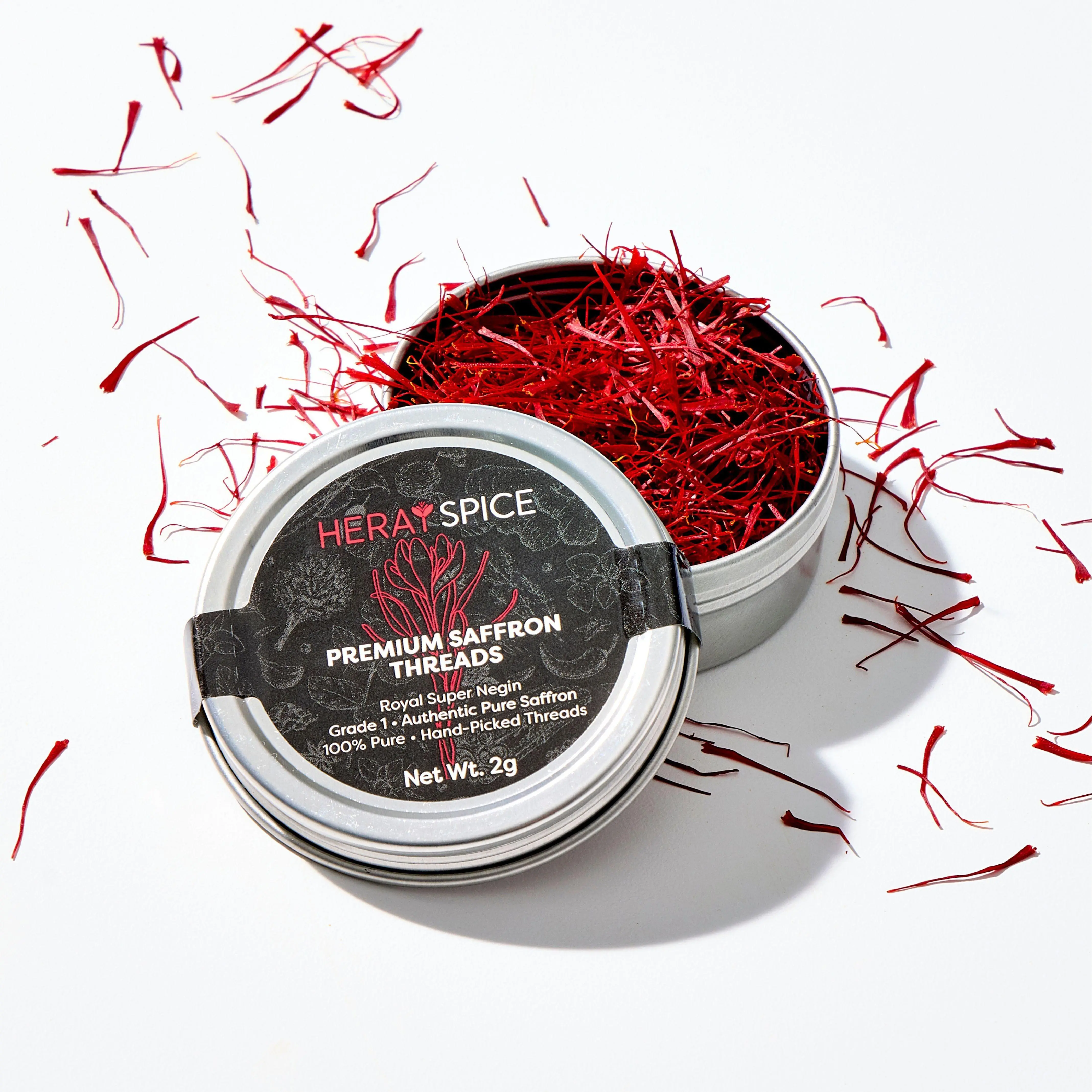 Heray Authentic Afghan Saffron 2g, Hand-Picked Culinary Spice, Vibrant Golden Threads, Gluten-Free, Ideal for Rice & Curries, Packaged in Small Box