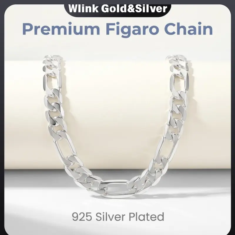 Fashion Figaro chain 6/8/10/12mm 925sterling silver plated Necklace Women MenJewelry Strong Solid Clasp Gift with Lobsterplated Clasp 19.68inch ~29.52inch men's jewelry stack men valentines day for her gold romantic fanci me long fashionable wear gift