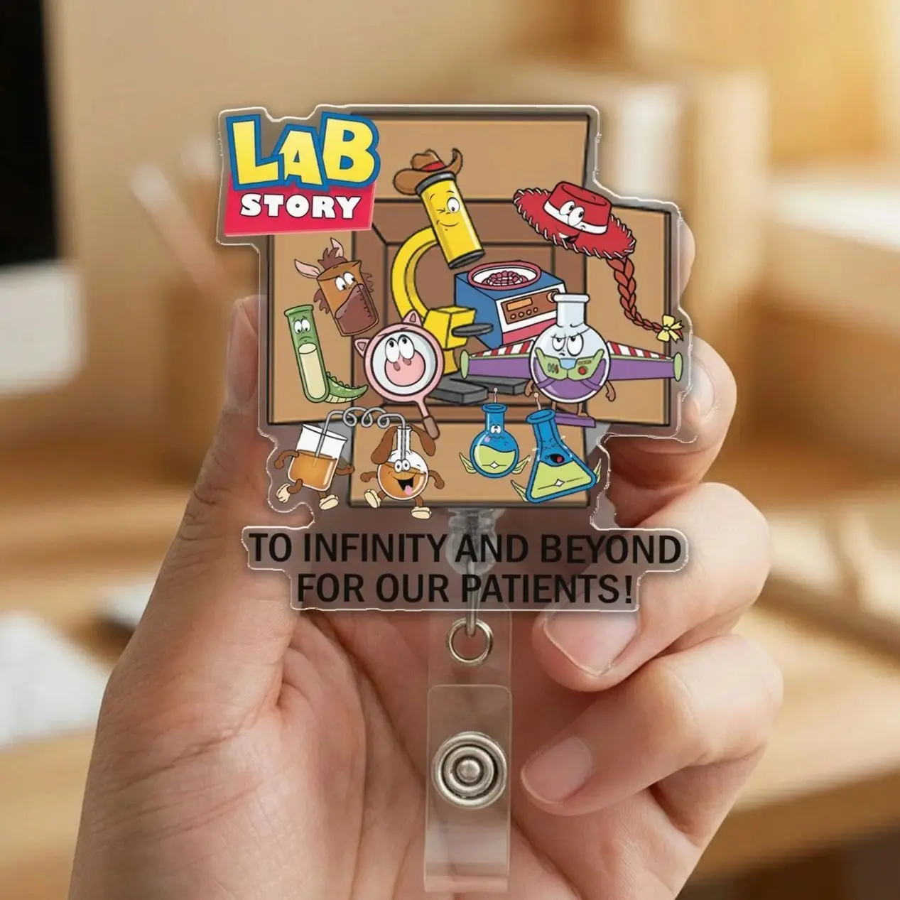 Lab Week 2026 Badge Reel, Lab Story Retractable ID Holder for Blood Bank, Phlebotomist, Lab Tech Gift MHB