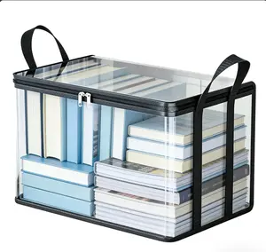 Large-Sized Transparent Thick Flip-Top Plastic Storage Box - Sturdy, Durable All-Purpose, Foldable, Large-Capacity, Moisture-Resistant, Moving Storage Box, Reusable Stackable Organiser for Home, Camping, Moving, All-Purpose Storage Boxes, Foldable Storage