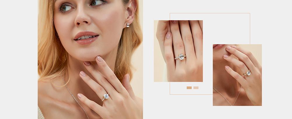 Oval Cut Full Moissanite Engagement Ring for Women  S925 Silver1/2/3/4Carat Hidden Halo Diamond Wedding Rings with Certificates