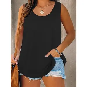 Tankaneo Plus Size Tank Tops for Women Summer Sleeveless Scoop Neck T-Shirts Tops Casual Tees Tunics Shirts