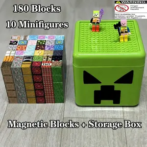 New Magnetic Building Blocks Set with Storage Box, World Block Assembly Toy, My Gift Magnet Puzzle, Kids Educational Toys
