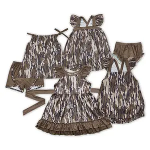 Girls Camo Flutter Sleeved Dress