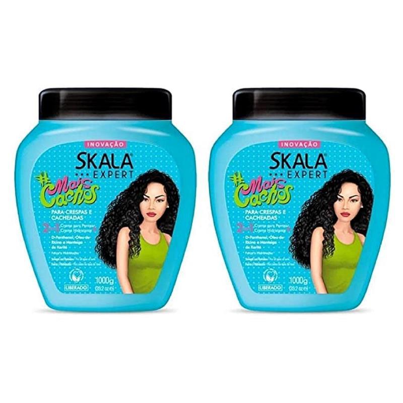 2 Pack SKALA Mais Cachos Hydrates Curls, Eliminates Frizz, For Curly Hair - 2 IN 1 Conditioning Treatment Cream and Cream To Comb 35.2oz New