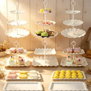 Cupcake Stand Holder, Dessert Table Display Set, Treat Table Candy Cake Desert Tiered Tray, 3 Tier Serving Trays for Tea Party, Wedding Baby Shower Bridal Shower Decorations(10 PCS )