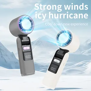 2026 New Portable Turbo Fan! 4000mAh Battery, Ice-Cooling Foldable, 5 Speeds + LED Display, Powerful Cooling Airflow, USB Rechargeable for /Travel/Work. Summer Must-Have! portable  fan outdoor activity turbo fan