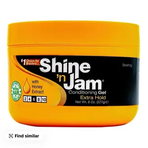 AmPro Shine-n-Jam Maximum Hold Gel with Honey Extract - 8 oz Non-Greasy Shine for Taming Fringe, Ponytails, Soft Weaves & Braids - Conditioning Formula for Flawless Haircare