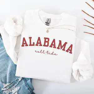 ALABAMA Embroidered Sweatshirt - Embroidered Crewneck Sweatshirt - Hoodie Casual Wear Womenswear