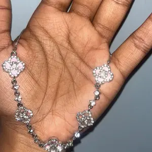 Silver Pink Clover Bracelet Soft Romantic Jewelry
