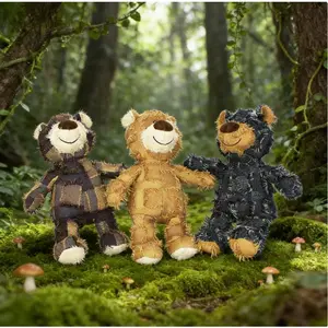 Indestructible Bear Dog Toy for Heavy Chewers - Robust Squeaky Stuffed Plush Toy, Unbreakable Aggressive Chewer Companion