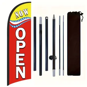 Now open Shop Flag, Now open Flag Used In Now open Shop,Polyester Advertising Flag for Now open Shop, with Flag Pole and Ground Stake, Now open shop sign, Now open banner decoration flag, Now open outdoor advertising promotion