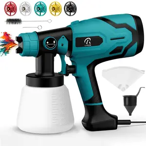 400W HVLP Electric Paint Sprayer with 5 Brass Nozzles, 3 Spray Patterns, High Capacity Container for Furniture, Cabinets, Fences and Home Walls